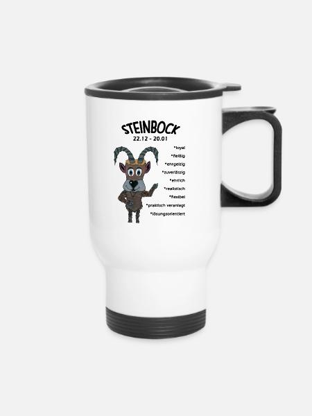 Sternzeichen Steinbock - Thermobecher mit Tragegriff - Weiß