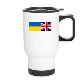 Solidarität mit der Ukraine - Thermobecher mit Tragegriff - Weiß - Vorne