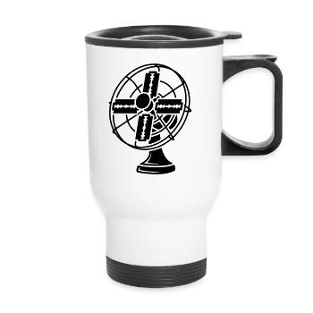 Fan with razor blades - Thermal mug with handle - white - Front