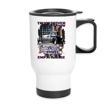 Camion à bière V8 pour un réfrigérateur plein - Tasse isotherme avec poignée - blanc - Devant