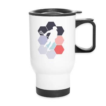Lacrosse Abstract Lacrosse Player LAX - Thermal mug with handle - white - Front