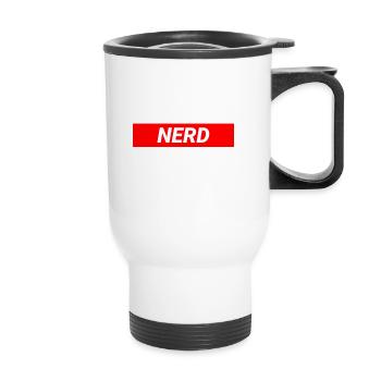 Nerd Geek Lustiges Design - Thermobecher mit Tragegriff - Weiß - Vorne