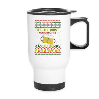 Ugly Christmas, the most wonderful time for a beer - Thermobecher mit Tragegriff - Weiß - Vorne