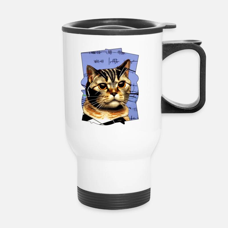 Katzenaugen - Thermobecher mit Tragegriff - Weiß