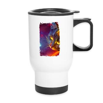 Space Cat - Thermal mug with handle - white - Front