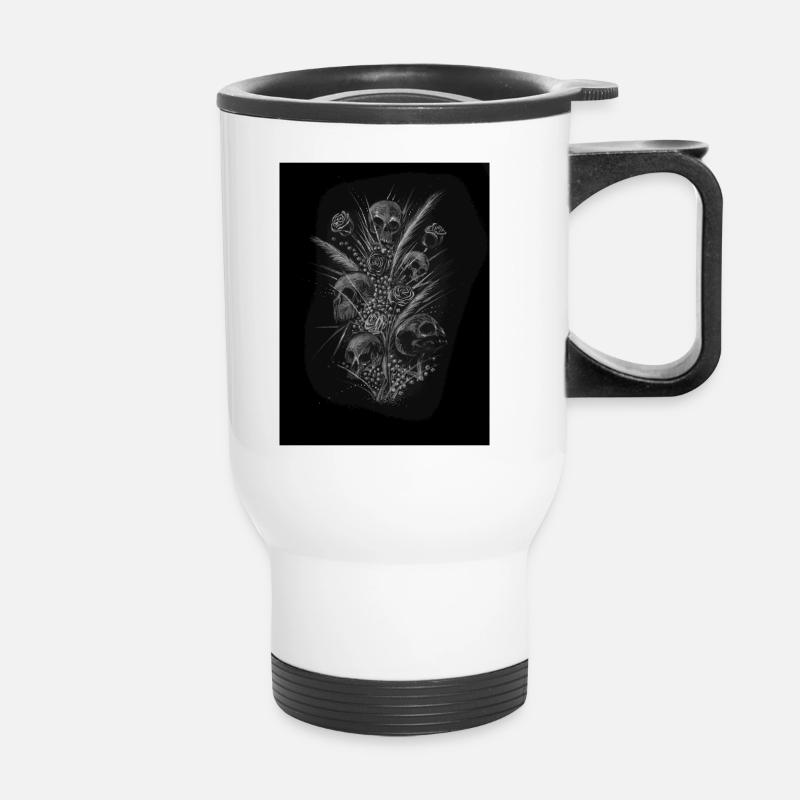 Skull Bouquet - Thermal mug with handle - white