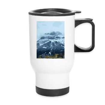 Swiss Mountains - Eiger Nordwand - Thermobecher mit Tragegriff - Weiß - Vorne