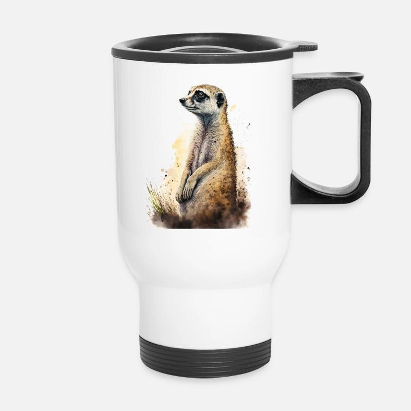 Süßes niedliches Erdmännchen - Thermobecher mit Tragegriff - Weiß