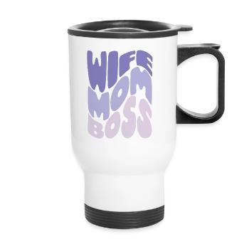 Wife, mom, boss – tribute to mom - Thermal mug with handle - white - Front