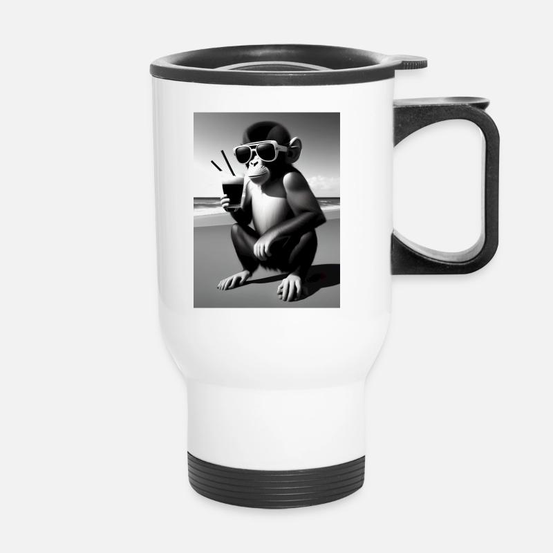 Cool beach monkey - Thermobecher mit Tragegriff - Weiß