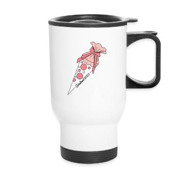 Schoolchild 2023 pink school cone - Thermal mug with handle - white - Front