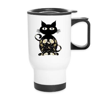 Katze - Thermobecher mit Tragegriff - Weiß - Vorne
