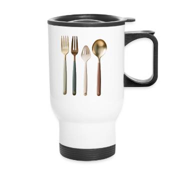 Tablier de cuisine - Tasse isotherme avec poignée - blanc - Devant