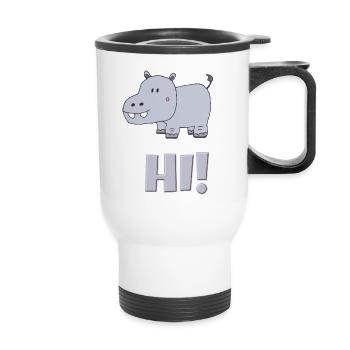 Hippopotamus Hi - Thermal mug with handle - white - Front