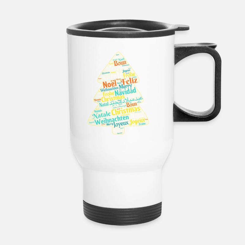 Geschenkidee Weihnachten - Thermobecher mit Tragegriff - Weiß