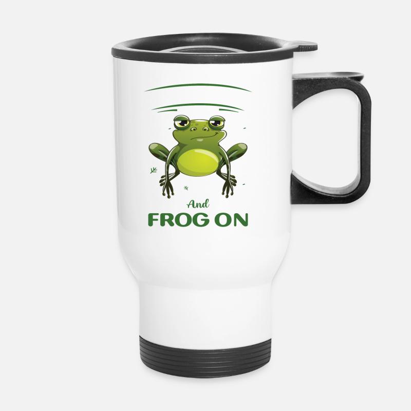 Keep Calm and Frog on - Thermobecher mit Tragegriff - Weiß