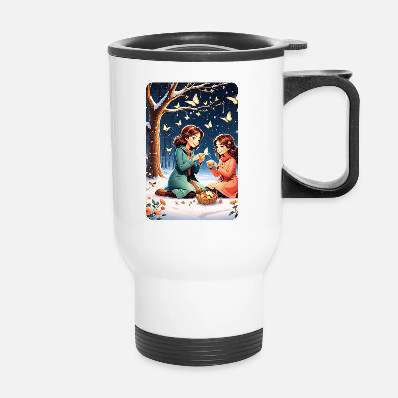 personalisiertes Design-Muttergeschenk - Thermobecher mit Tragegriff - Weiß