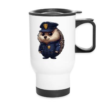 Police des hérissons - Tasse isotherme avec poignée - blanc - Devant