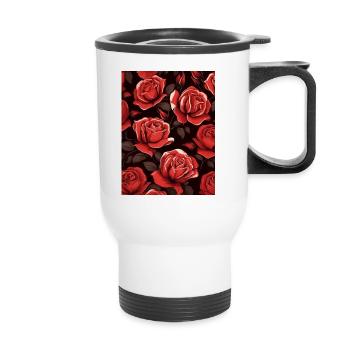 Motif de rose - Tasse isotherme avec poignée - blanc - Devant