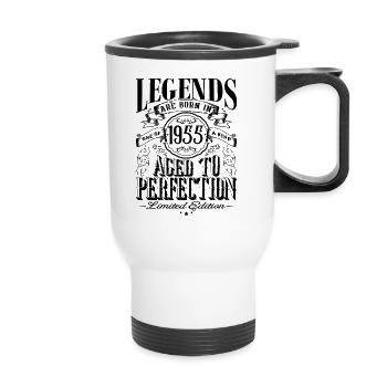 Vintage Né(e) un mois de 1955 anniversaire - Tasse isotherme avec poignée - blanc - Devant