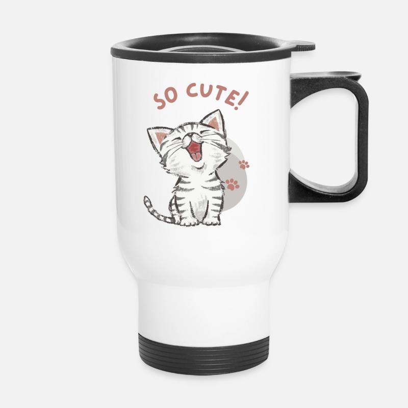 Chat - Trop mignon ! - Tasse isotherme avec poignée - blanc