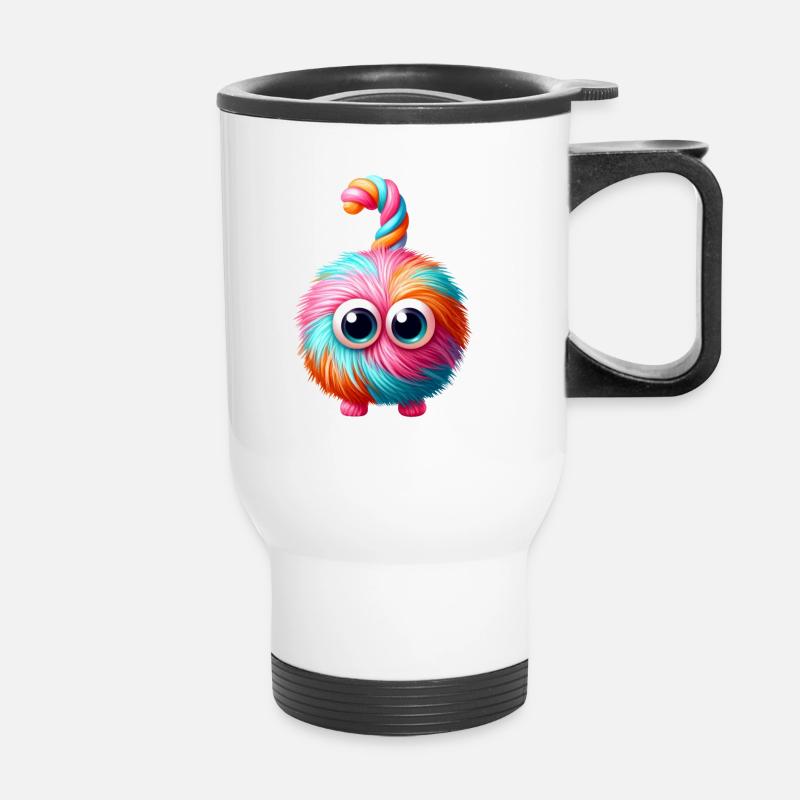 Buntes Regenbogen Süssigkeiten Monster - Thermobecher mit Tragegriff - Weiß