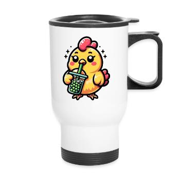 Bubble Tea Poulet Boba Tea Kawaii Cadeau - Tasse isotherme avec poignée - blanc - Devant