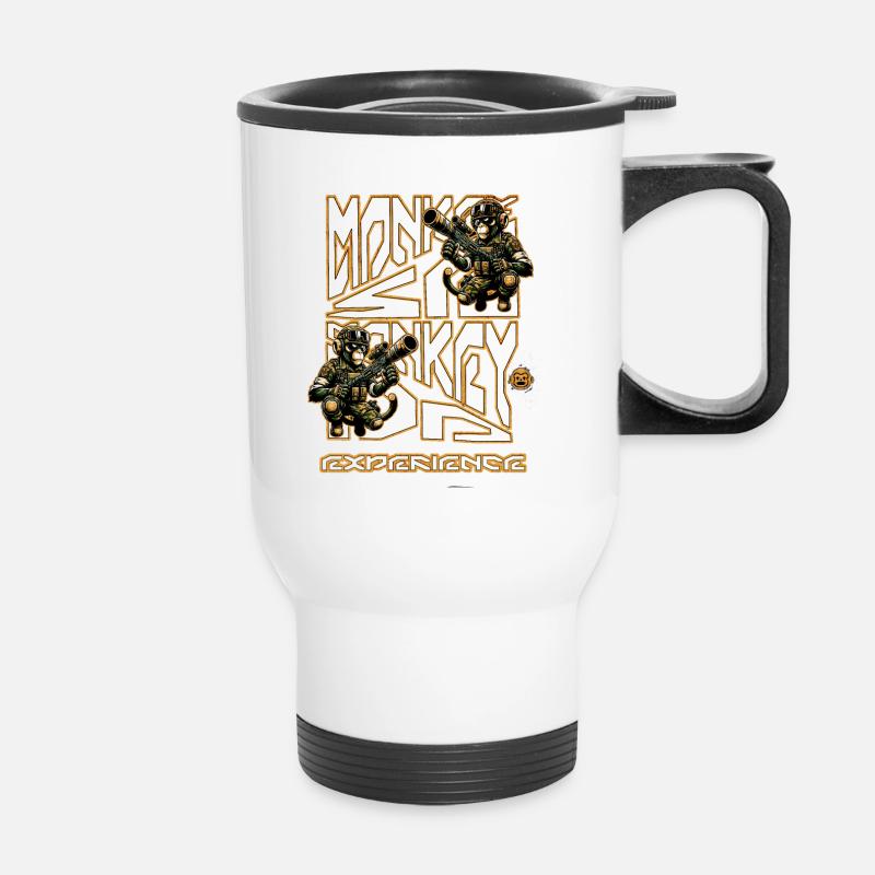 Monkey se monkey do pour acquérir de l’expérience de paintball - Tasse isotherme avec poignée - blanc