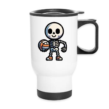 Skeleton avec volley-ball - Tasse isotherme avec poignée - blanc - Devant