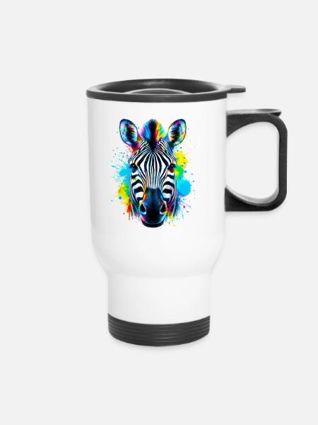 Zebra - Thermobecher mit Tragegriff - Weiß