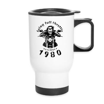 44. Geburtstag : à plein régime depuis 11/1980 - Tasse isotherme avec poignée - blanc - Devant