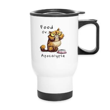 Futte ou Apocalypse – Humour félin - Tasse isotherme avec poignée - blanc - Devant