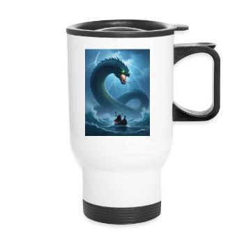Jörmungandr, serpent de mer nordique de - Tasse isotherme avec poignée - blanc - Devant