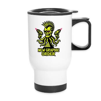 ONG Crâne Punk jaune - Tasse isotherme avec poignée - blanc - Devant