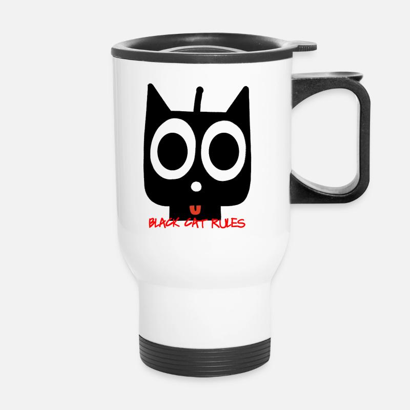 Black Cat - Thermal mug with handle - white