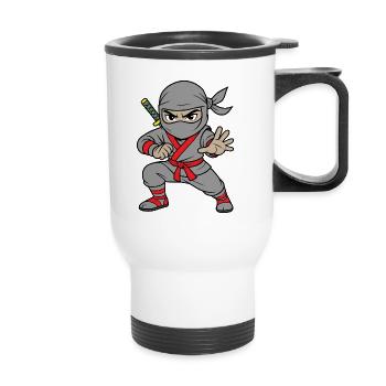 Grey Ninja Shadow Warrior  - Thermal mug with handle - white - Front