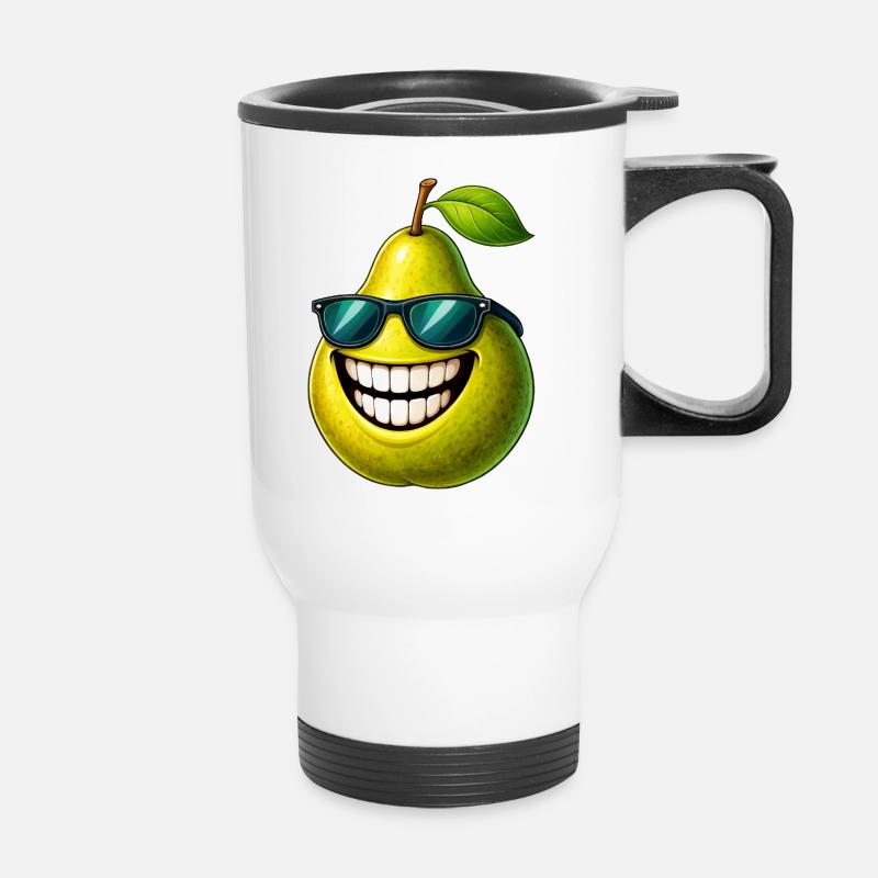 Cool Pear Summer Fruit Sweet Sunglasses - Thermal mug with handle - white