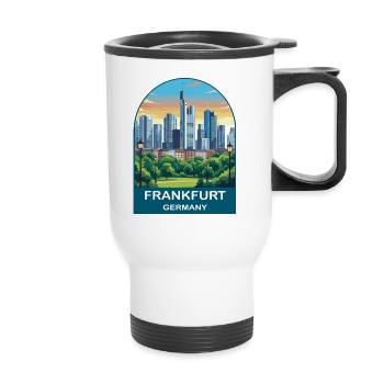 Poster de voyage vintage de la Skyline de Francfort, Allemagne - Tasse isotherme avec poignée - blanc - Devant