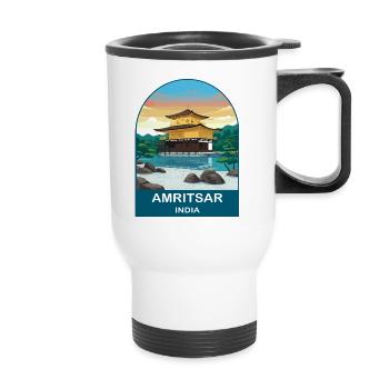 Amritsar India Vintage Travel Poster Art - Thermal mug with handle - white - Front