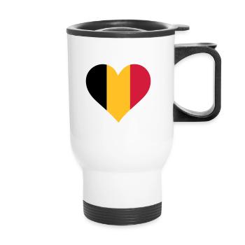 Ein Herz für Belgien - Thermobecher mit Tragegriff - Weiß - Vorne
