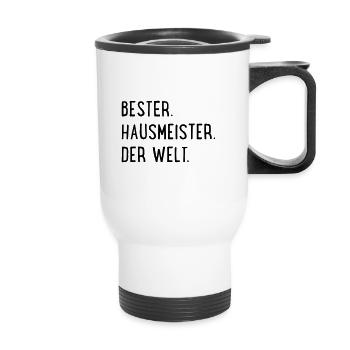 bester Hausmeister - Thermobecher mit Tragegriff - Weiß - Vorne