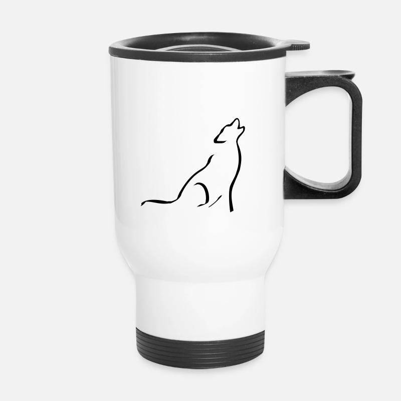 heulender Wolf - sketch - Thermobecher mit Tragegriff - Weiß