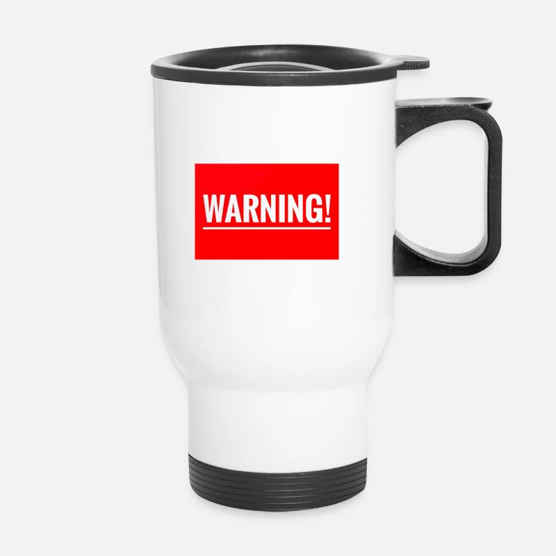 Warning Flexible Embroidery Design - Thermal mug with handle - white