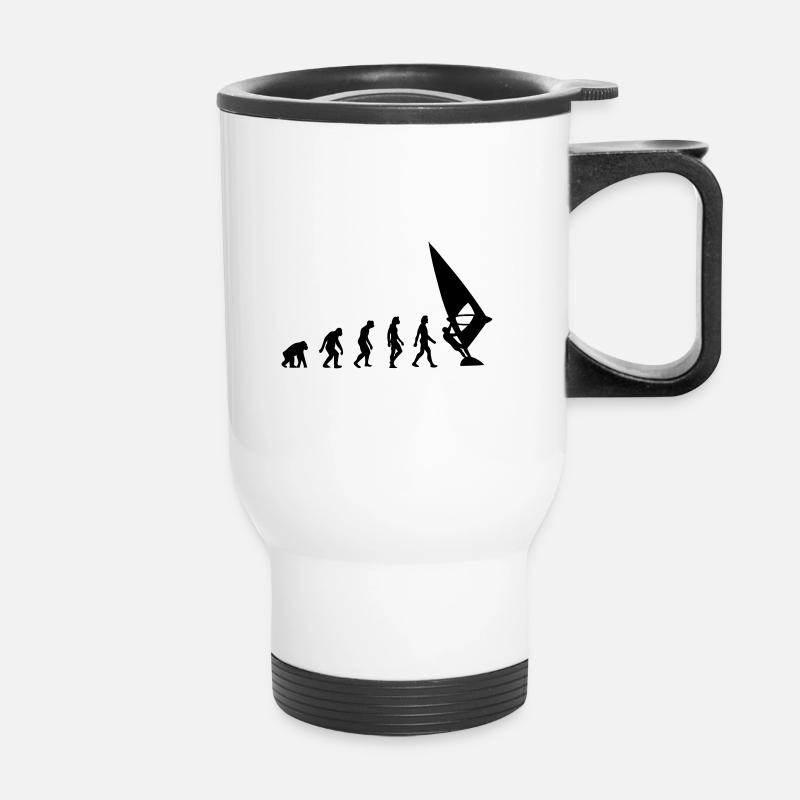 L évolution de la planche à voile - Tasse isotherme avec poignée - blanc