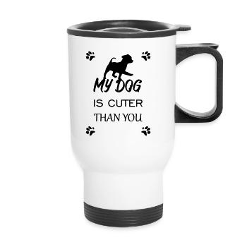 Chien mignon - Tasse isotherme avec poignée - blanc - Devant