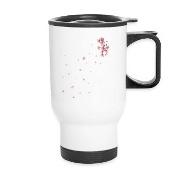 Sakura - Fleurs de cerisier - Tasse isotherme avec poignée - blanc - Devant