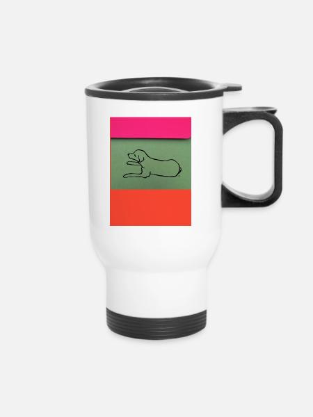 Bunte Hunde-Liebe - Thermobecher mit Tragegriff - Weiß