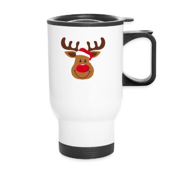 Weihnachten Elch Kinder Baby Tier Weihnachtsmann - Thermobecher mit Tragegriff - Weiß - Vorne