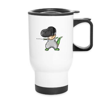 Le T-Rex l’escrime avec masque et fleuret escrime - Tasse isotherme avec poignée - blanc - Devant