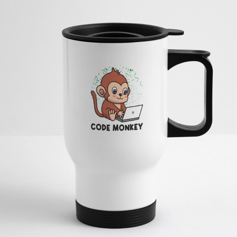 Code Monkey Programming Coder Computer Geek Develo Thermobecher mit Tragegriff